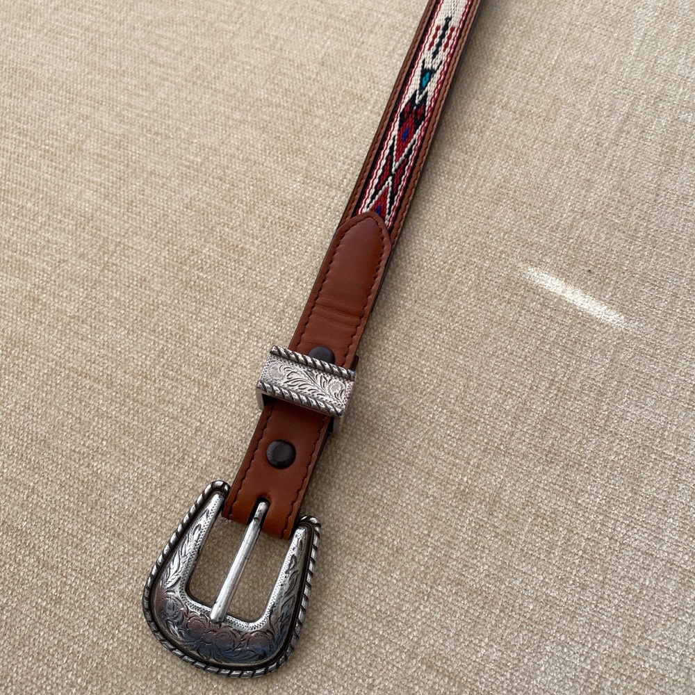 Leather handmade sterling silver southwestern belt